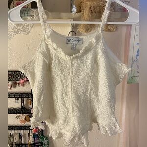 Pretty coquette white lace corset top .*~